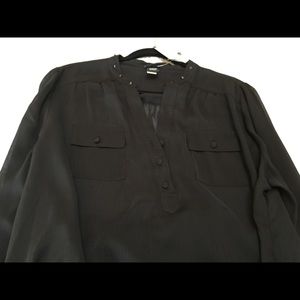 Long sleeve sheer  top w/ stud detail.  NWT.