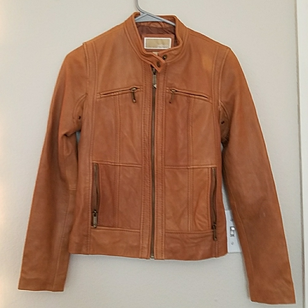 XS Michael Kors Tan Real Leather Jacket