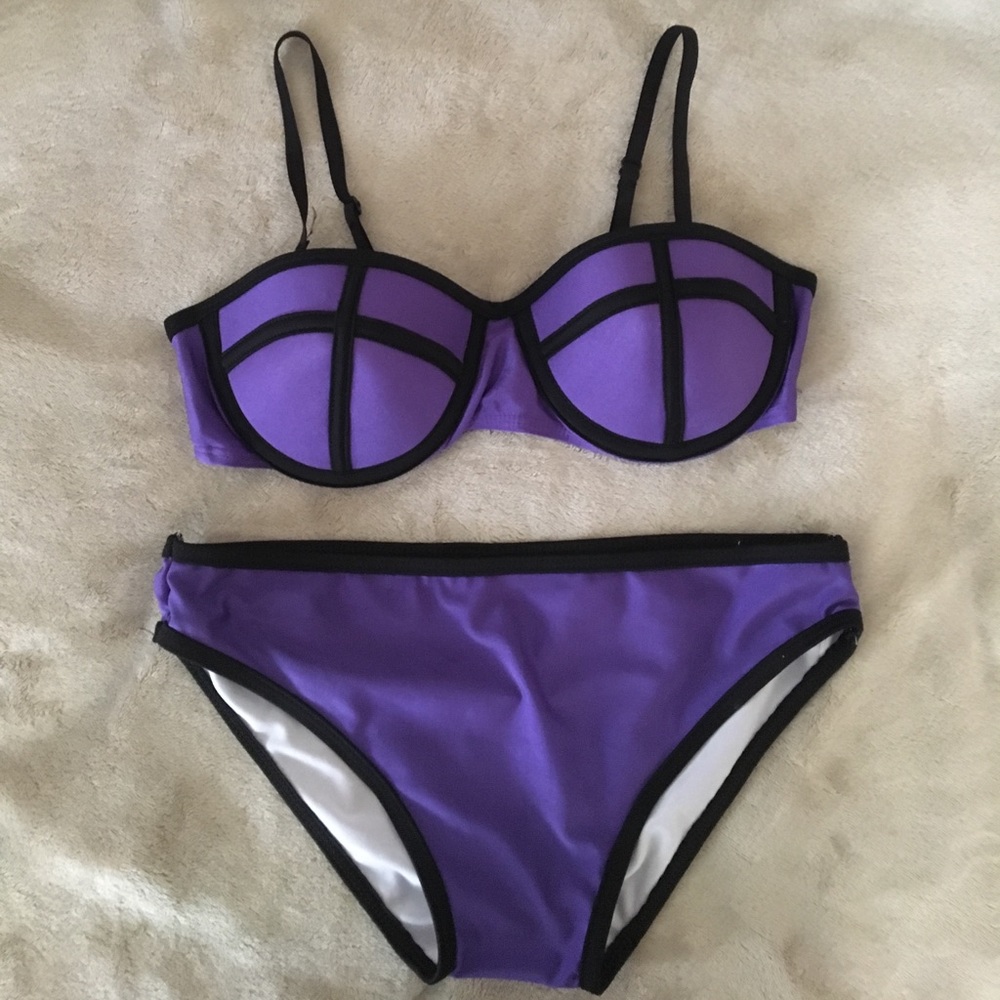 2 Piece Purple Bikini with Removable Straps Size S