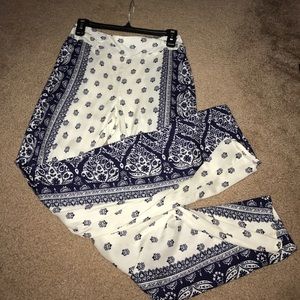 Blue and Cream Patterned Pants