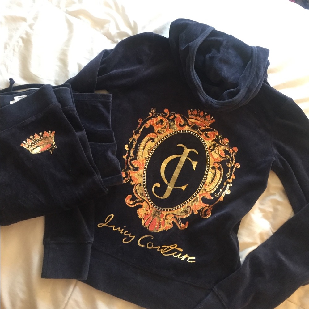 Navy Juicy Couture Velour tracksuit
