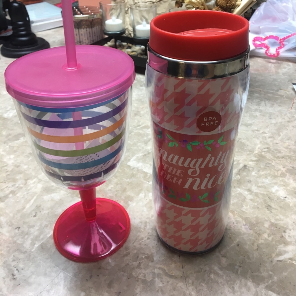 Brand new thermos and straw wine glass 5/$25