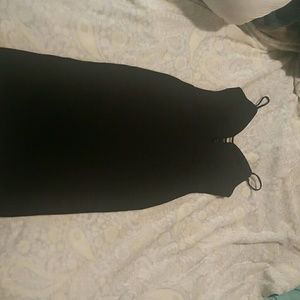 Black open face dress