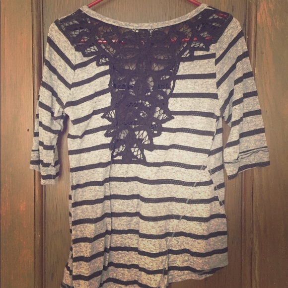 Grey and black love striped top - Picture 2 of 2