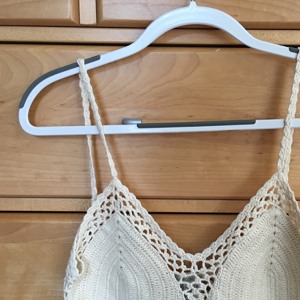 cream crochet crop top - urban outfitters