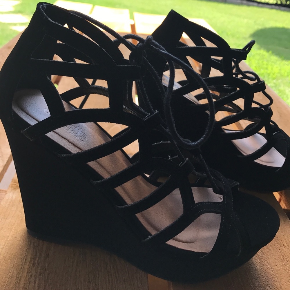 Black Suede Wedges