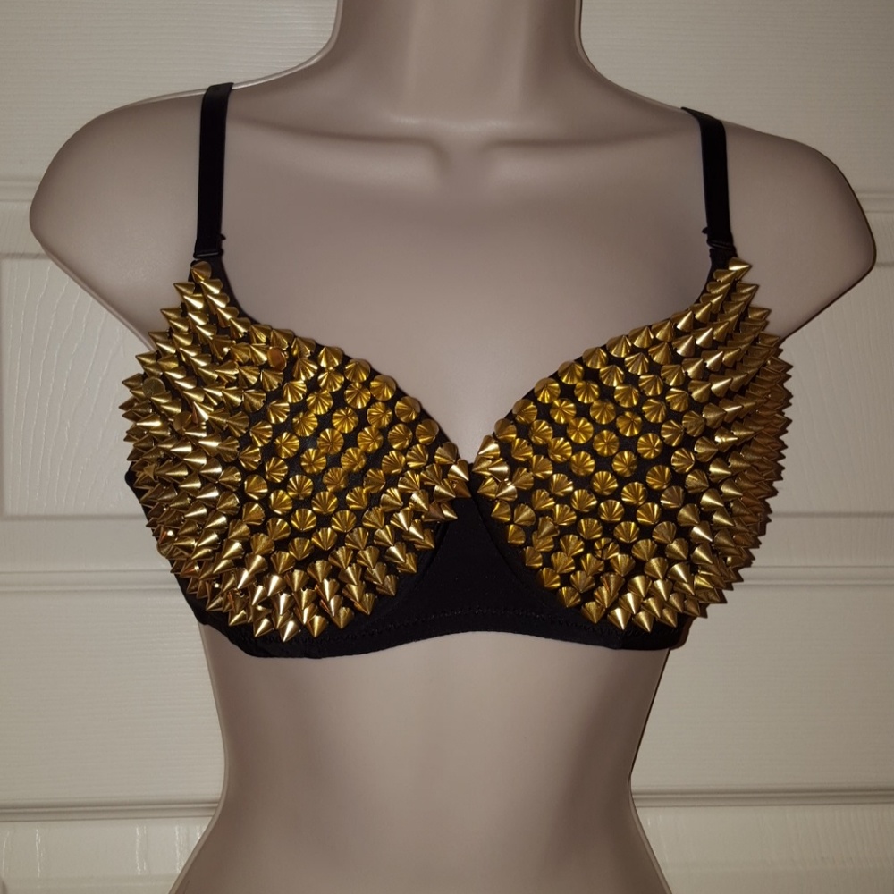 Gold and black studded bra size 36