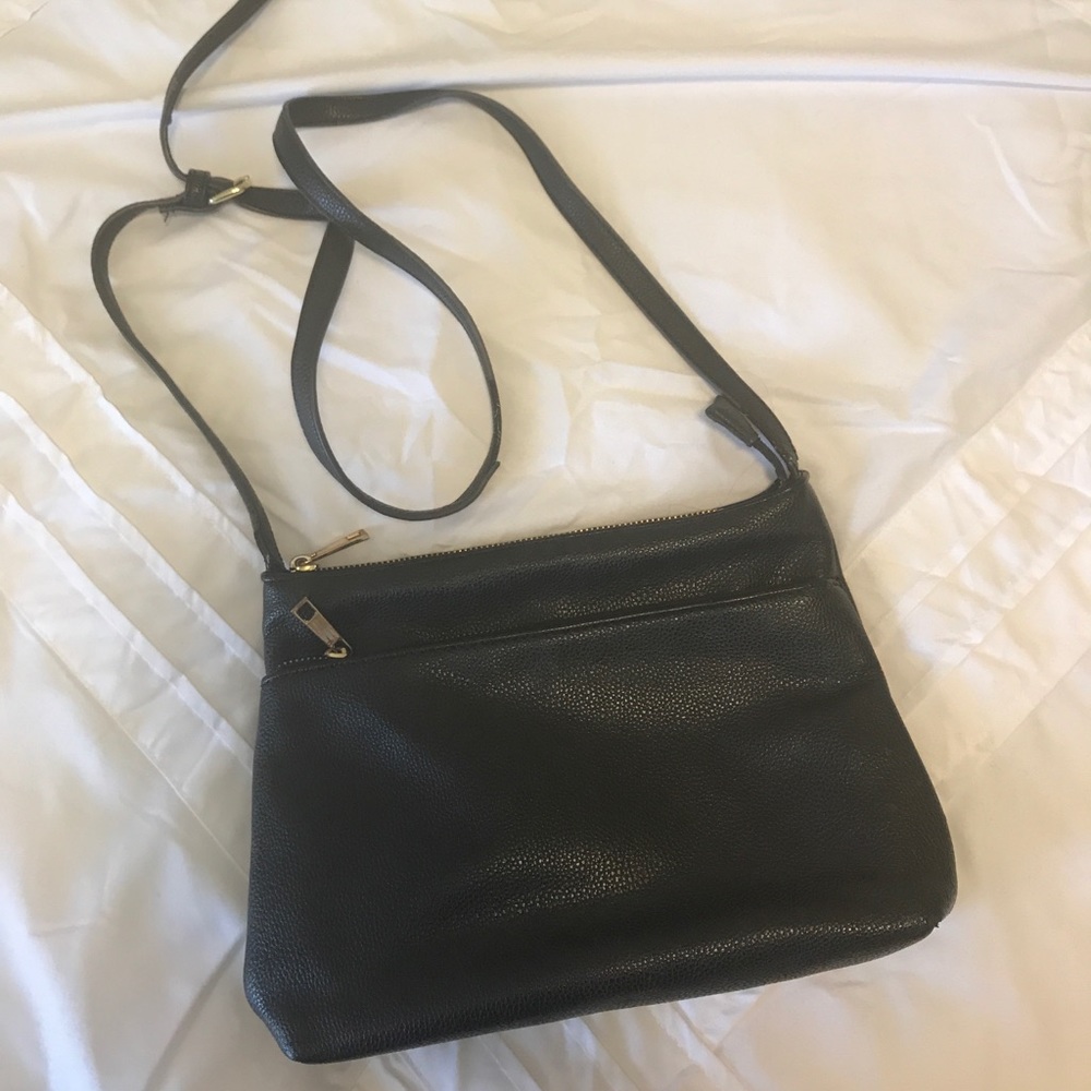 Black leather cross body bag