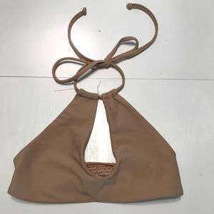 Bettinis Key Hole Halter Bikini Top - Sand