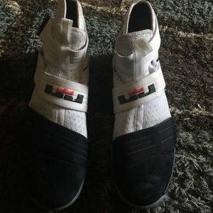 Lebron Soldier 10s white black and red