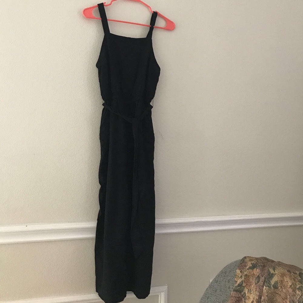 Linen tie waist jumpsuit