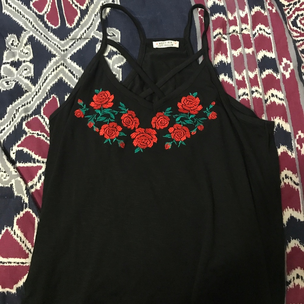 Rose Embroidered Tank Top