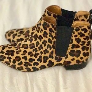J. Crew Leopard Calf Hair Booties size 8.5