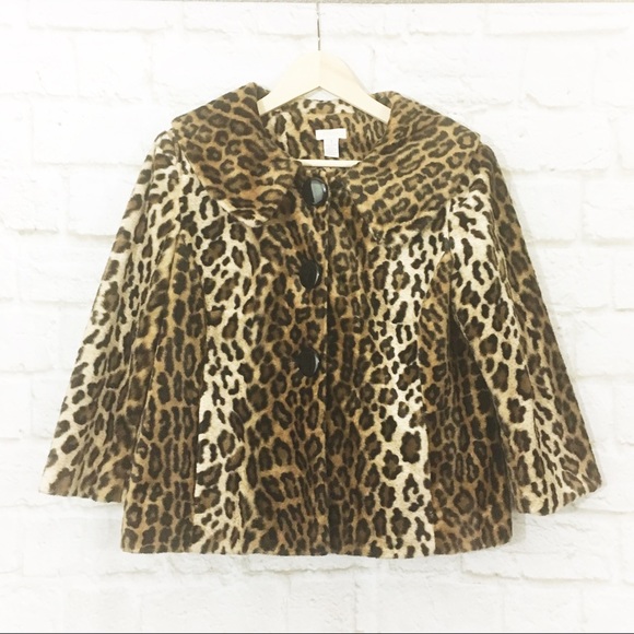 chicos Jackets & Blazers - Leopard cropped retro faux fur swing jacket