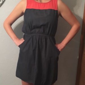 Francesca's Coral and Chambray Dress L