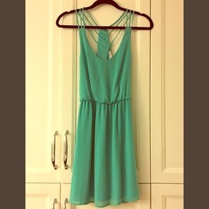 🌸 LUSH Strappy Blue-Green Mini Dress 🌸