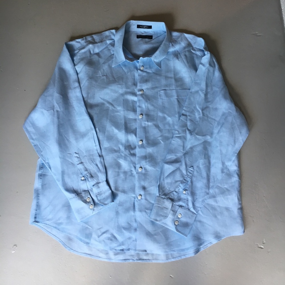 Geoffrey Beene Blue Linen Shirt XL