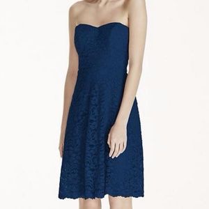 David's Bridal Navy Blue Lace Dress