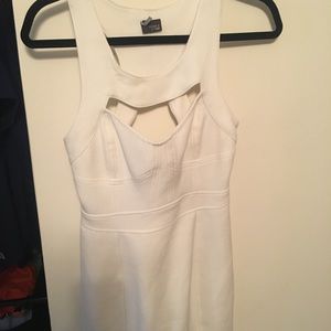 White Cut out cocktail dress with gold zipper