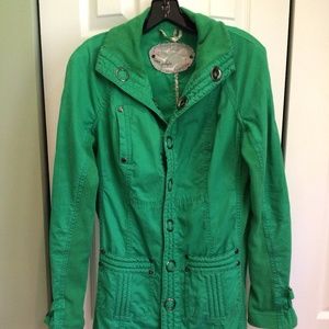 Free People vibrant green long jacket