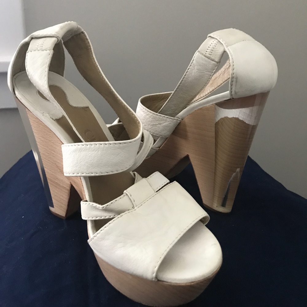 CHLOE SEXY WHITE LEATHER FLATFORM 👠