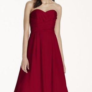 David's Bridal Apple Red Bridesmaid Dress