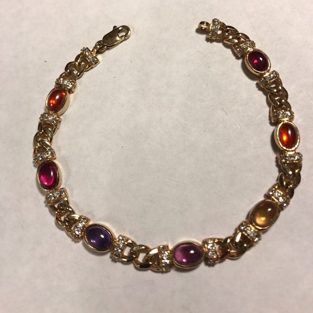 Sterling Vermeil Bracelet Semi Precious Stones