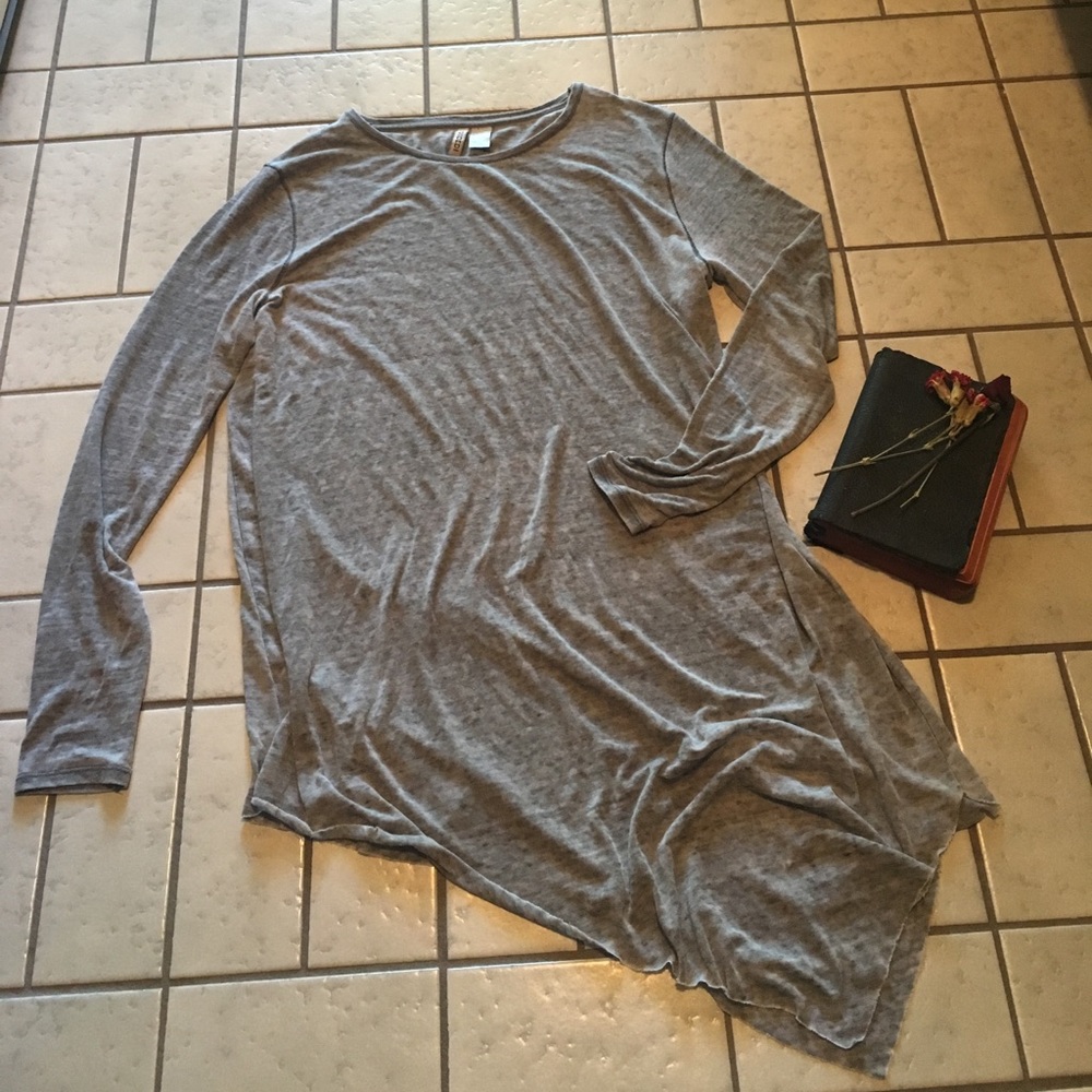 H&M Burn Out Asymmetrical Long Sleeve Shirt L