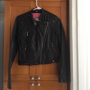 Faux leather dark brown jacket.