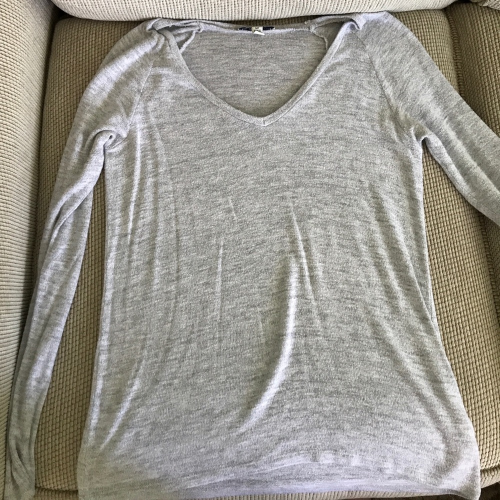 American Eagle White Gray Long Sleeve