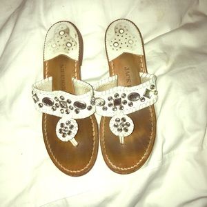Jack Rogers Bedazzeled White Sandals Size 8