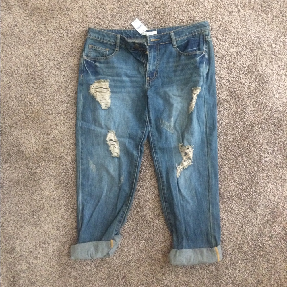 new midrise distressed jeans