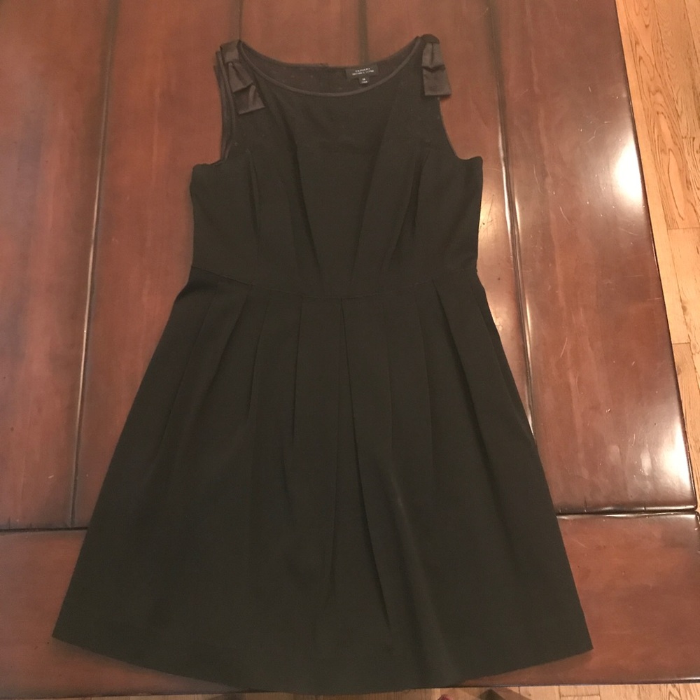 Tahari black dress with bow accents & sheer chest