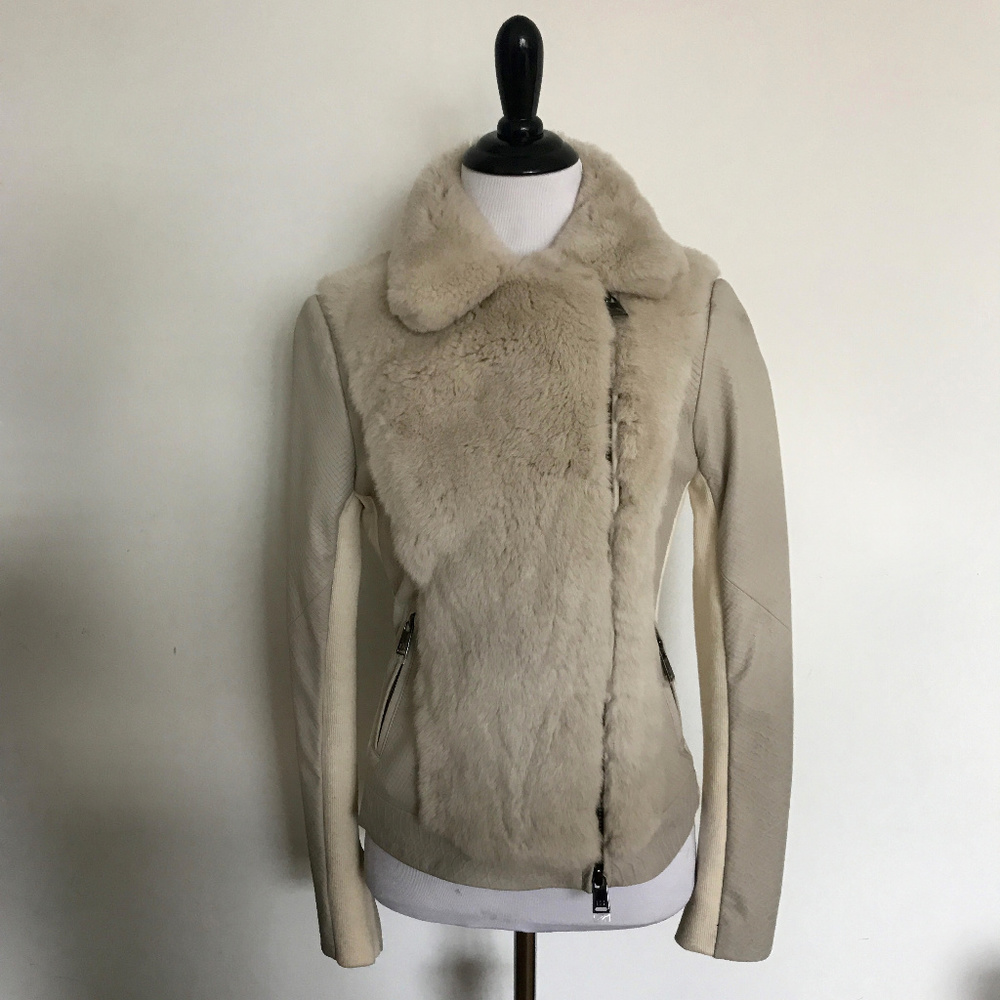 Haute Hippie Rabbit Fur and Leather Jacket Size S