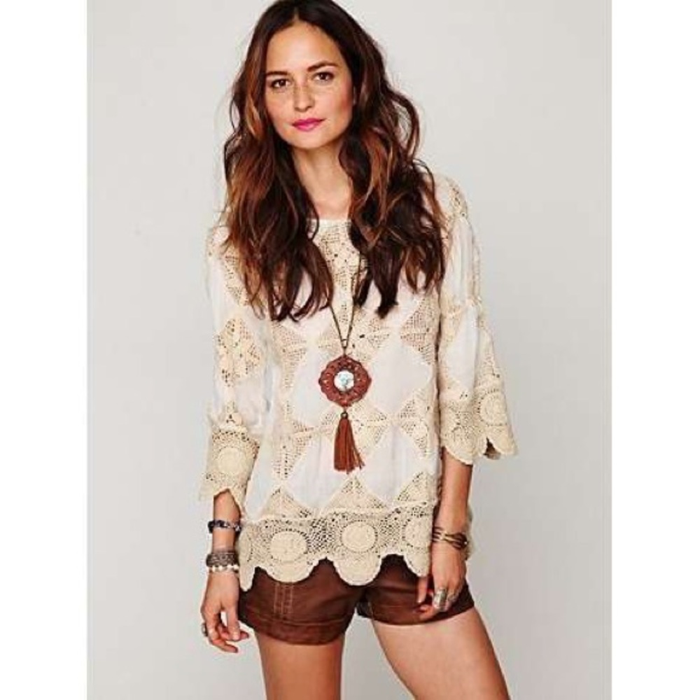 Free People Diamond Crochet Tunic