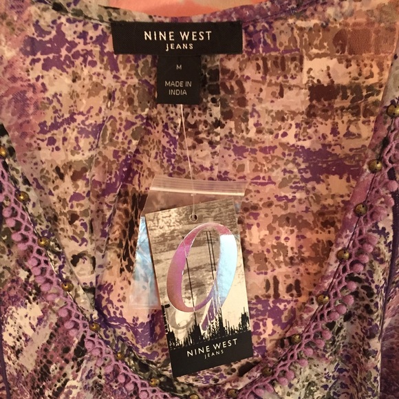 Nine West Purple Pattern Chiffon Tank - Picture 2 of 4