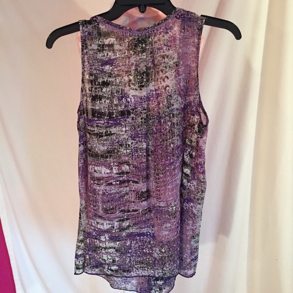 Nine West Purple Pattern Chiffon Tank - Picture 4 of 4