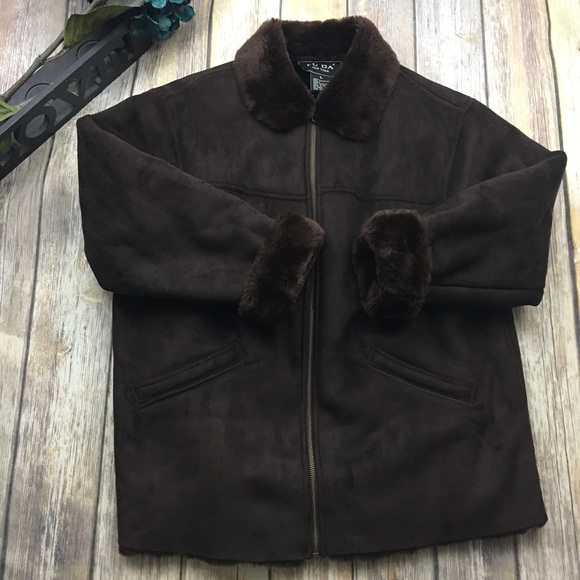 Fu Da New York Jackets & Blazers - Fu Da NY Brown Thick Faux Fur Suede Coat