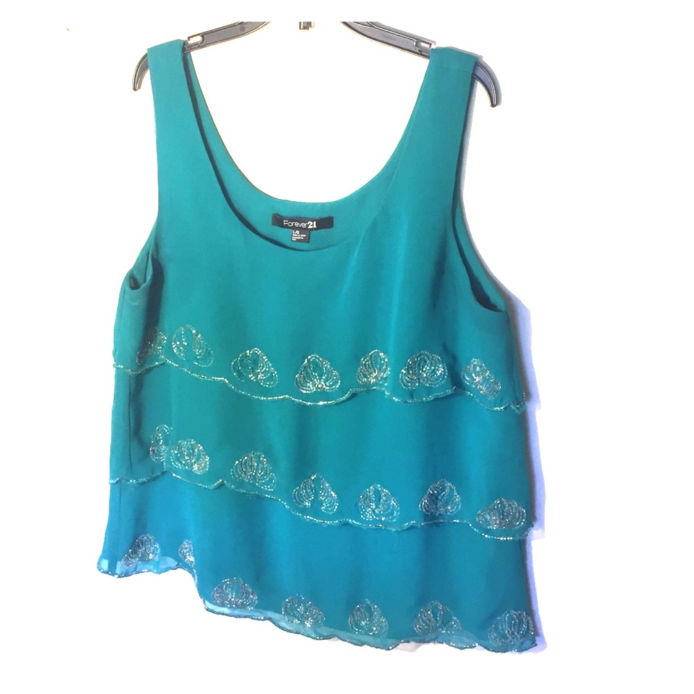 Green top with beading