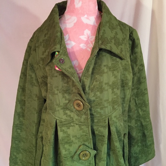 Green Baby-Doll Peacoat - Picture 2 of 8