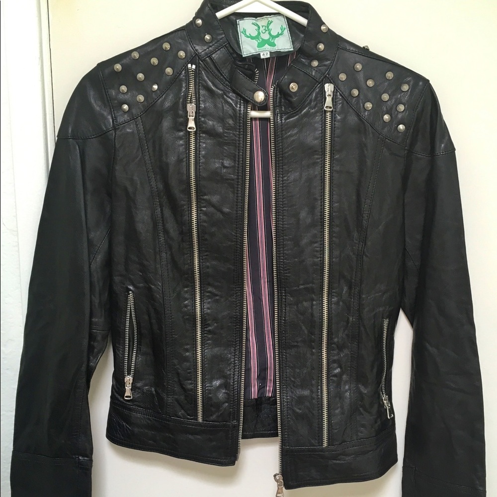 Genuine Italian leather studded Jacket