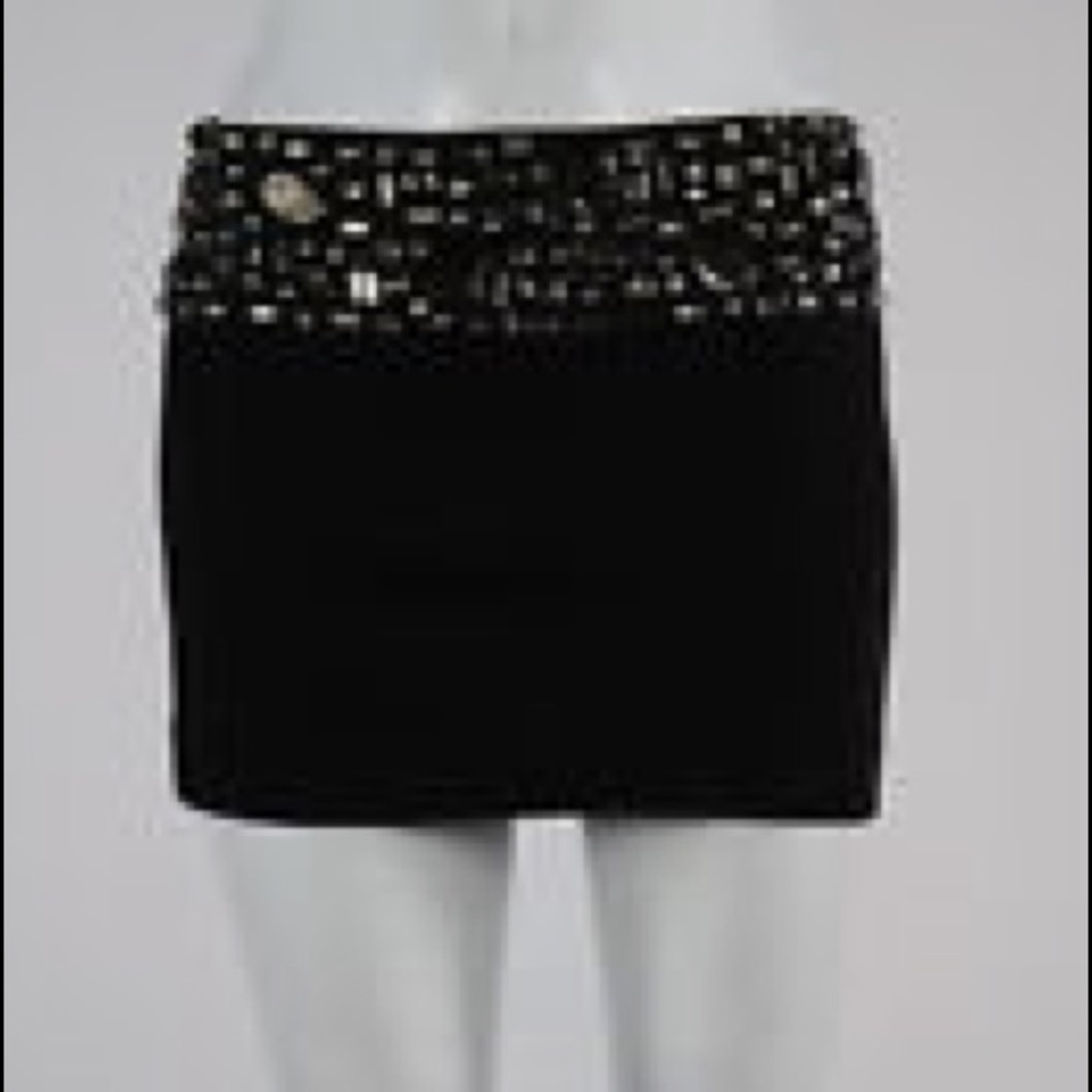 LaRok black mini skirt with beading at waist, sm
