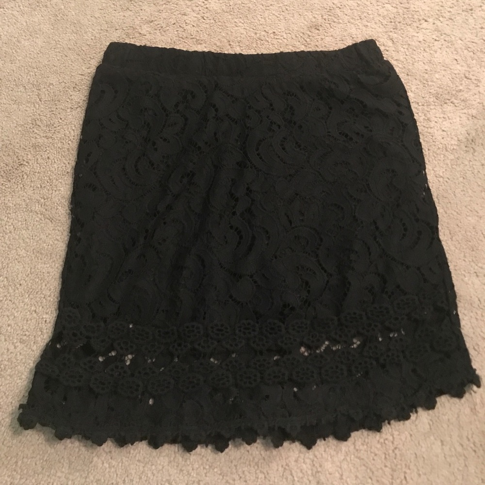 Black lace mini skirt