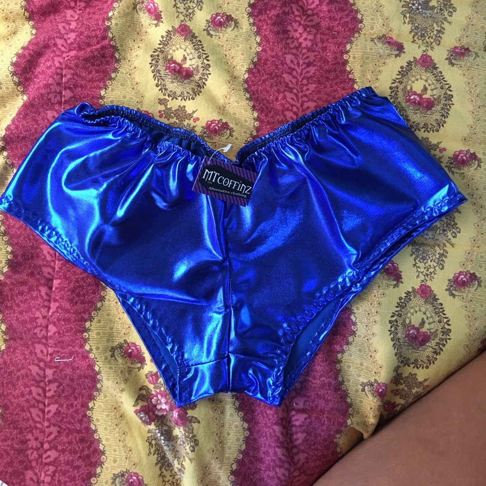 Blue Metallic Booty Shorts