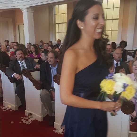 Adrianna Papell One-Shoulder Tiered Chiffon Gown - Picture 2 of 5