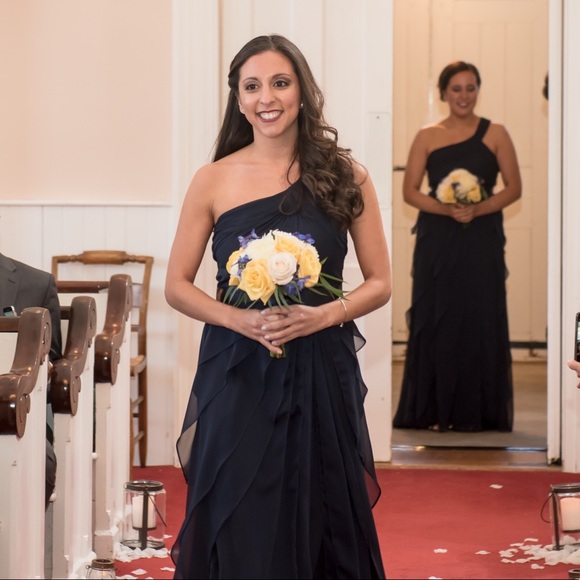 Adrianna Papell One-Shoulder Tiered Chiffon Gown - Picture 3 of 5