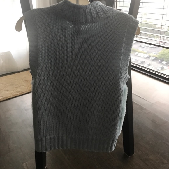 CABO GORGEOUS SOFT LIGHT BLUE RABBIT WOOL ZIP VEST - Picture 2 of 4