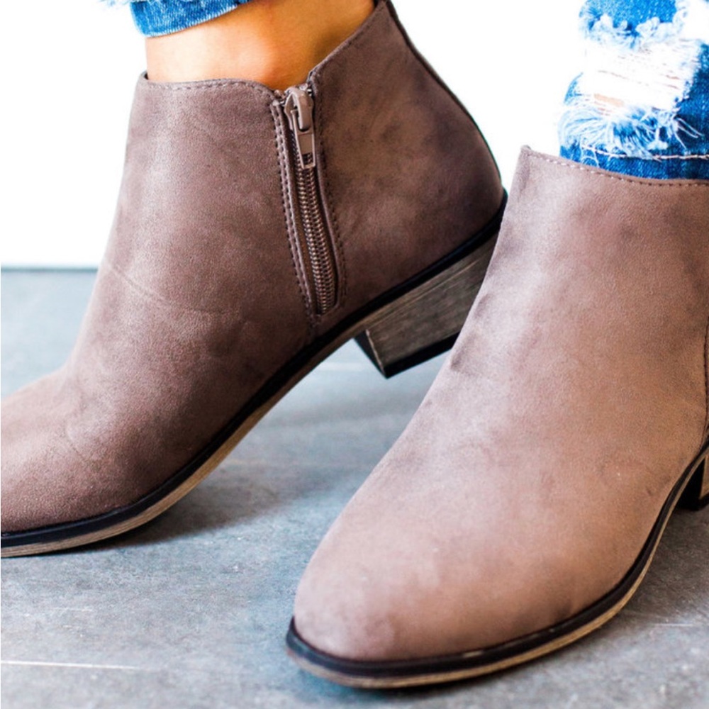 Double Zipper Bootie Taupe - Picture 1 of 6