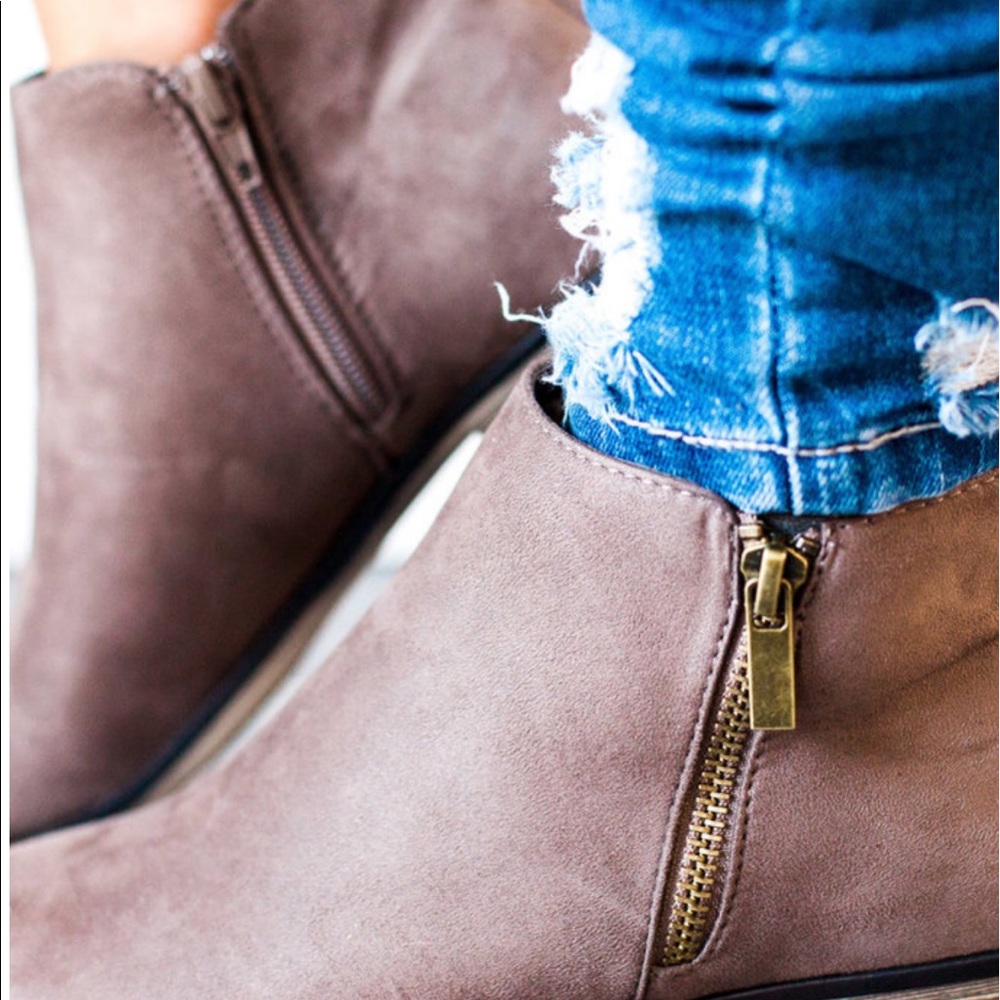 Double Zipper Bootie Taupe - Picture 3 of 6