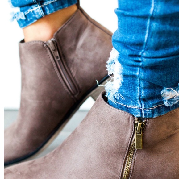 Double Zipper Bootie Taupe - Picture 2 of 6